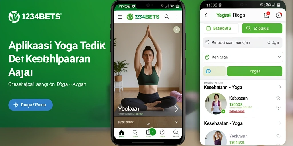 Antarmuka aplikasi 1234BETS menampilkan berbagai sesi yoga dan meditasi.