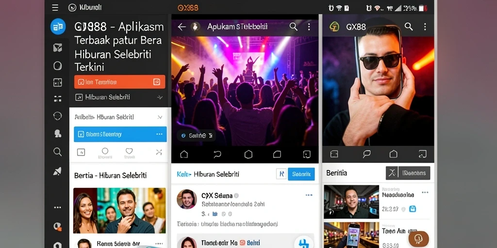 Antarmuka aplikasi GX88 yang menarik untuk berita hiburan selebriti.