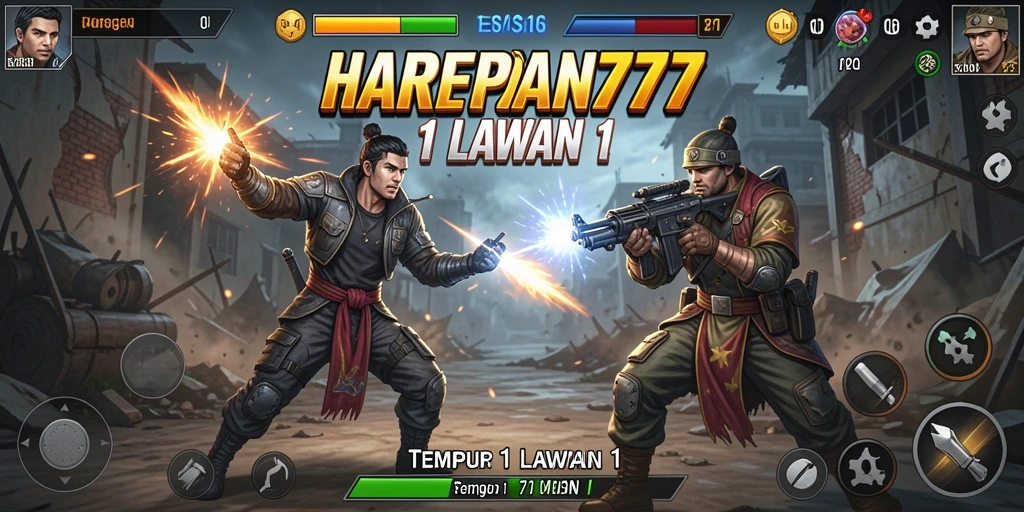 Screenshot antarmuka pertarungan 1 lawan 1 di HARAPAN777.