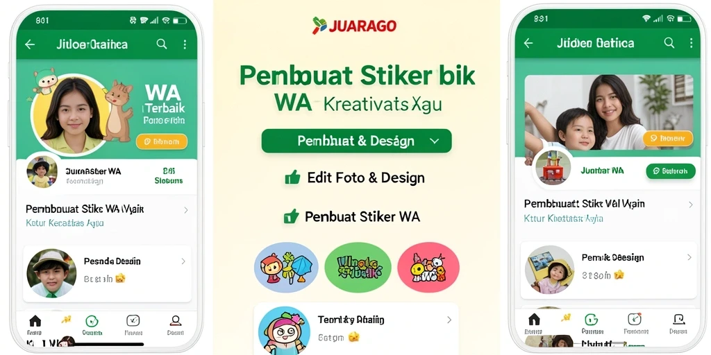 Tampilan antarmuka JUARAGO untuk membuat stiker WA yang kreatif.