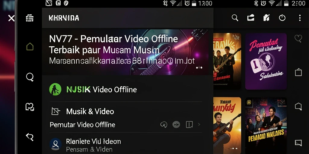 Tampilan antarmuka aplikasi Pemutar Video Offline NV77 yang ramah pengguna.