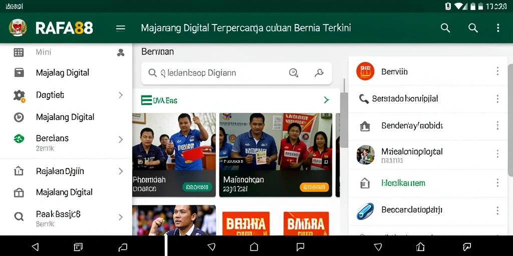 Antarmuka aplikasi RAFA88 menampilkan berita terkini dan informasi relevan.