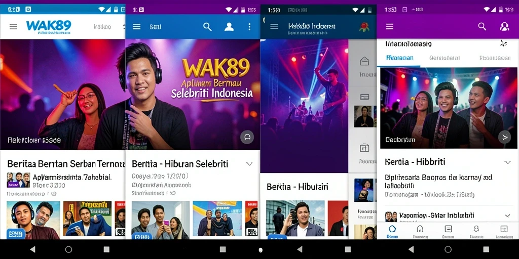 Antarmuka WAK89 menampilkan berita selebriti secara menarik dan interaktif.
